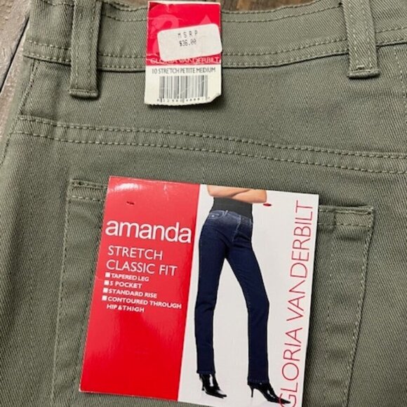 Gloria Vanderbilt Amanda Stretch Classic Fit Jeans Green 10M Petite - Picture 3 of 5